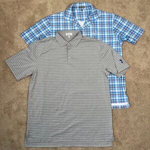 Peter Millar Polo Shirt Mens XL Blue Gray Summer Tarheel Golf Pinehurst Lot Of 2